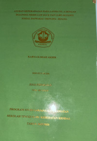 Image of ASUHAN KPERAWATAN PADA LANSIA DIAGNOSA MEDIS LOW BACK PAIN (LBP) DI PANTI SOSIAL DAIWAKAI OKINAWA JEPANG